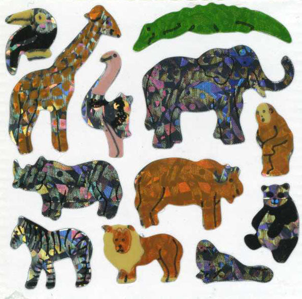 Retro Sticker Wilde Tiere, Glitzer