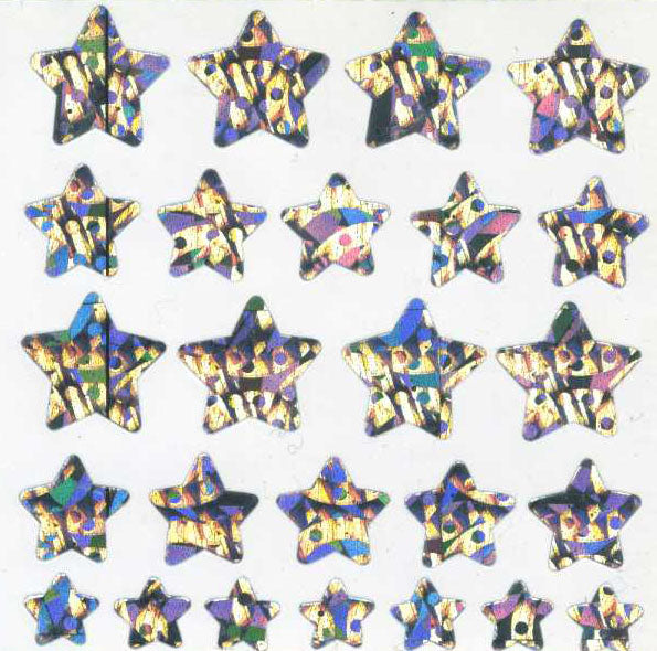 Retro Sticker Sterne Silber, Glitzer