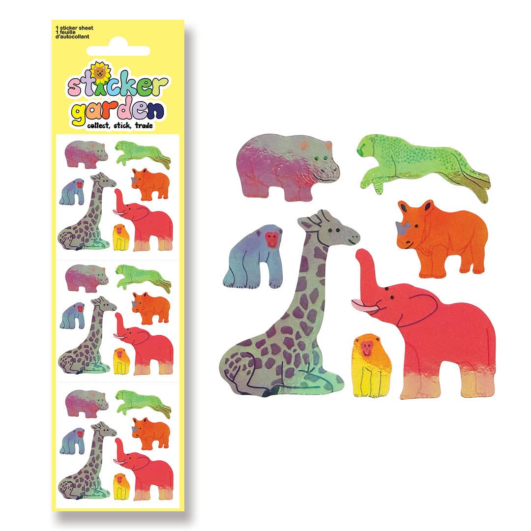 Stickerbogen Wildtiere, Glänzend