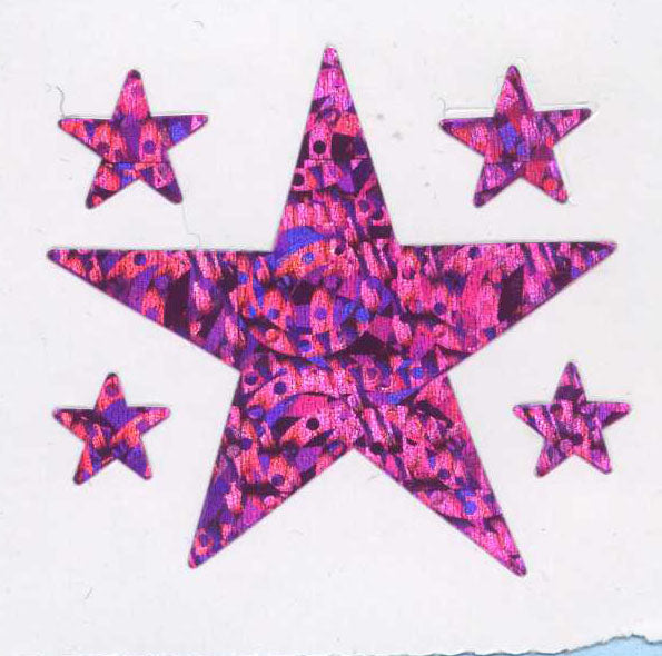 Retro Sticker Sterne Pink, Glitzer