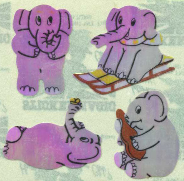 Retro Sticker Elefanten, Glänzend