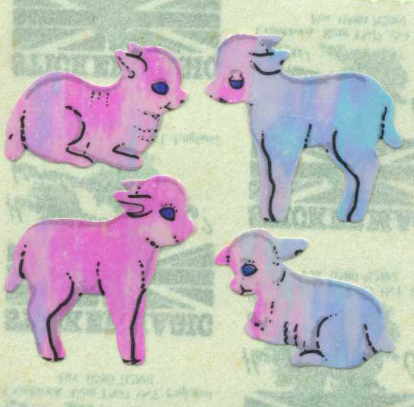Retro Sticker Lämmer, Glänzend
