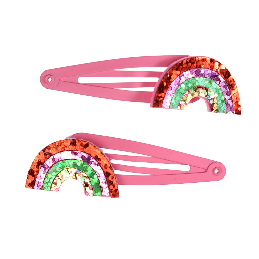 Glitzer-Haarspangen (2er-Set) - Regenbogen