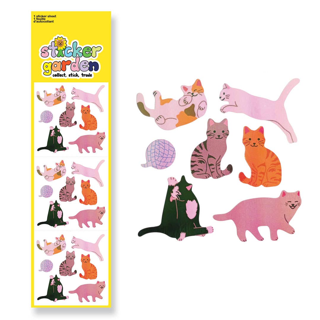 Stickerbogen Katzen, Glänzend