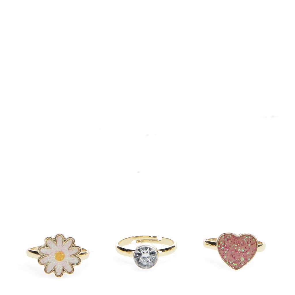 Glitzerringe (Set aus 3) - Herz & Blume