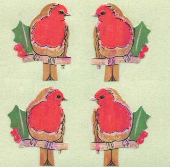 Retro Sticker Vögel, Glänzend
