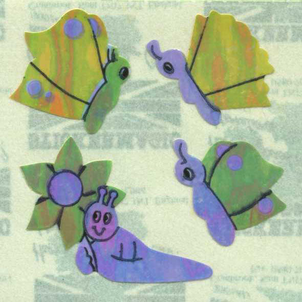 Retro Sticker Schmetterlinge, Glänzend