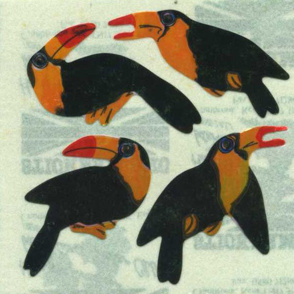 Retro Sticker Toucan, Glänzend