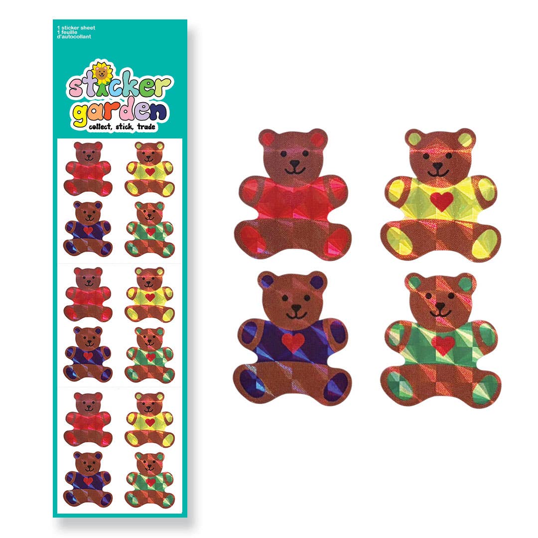 Stickerbogen Bären, Glitzer