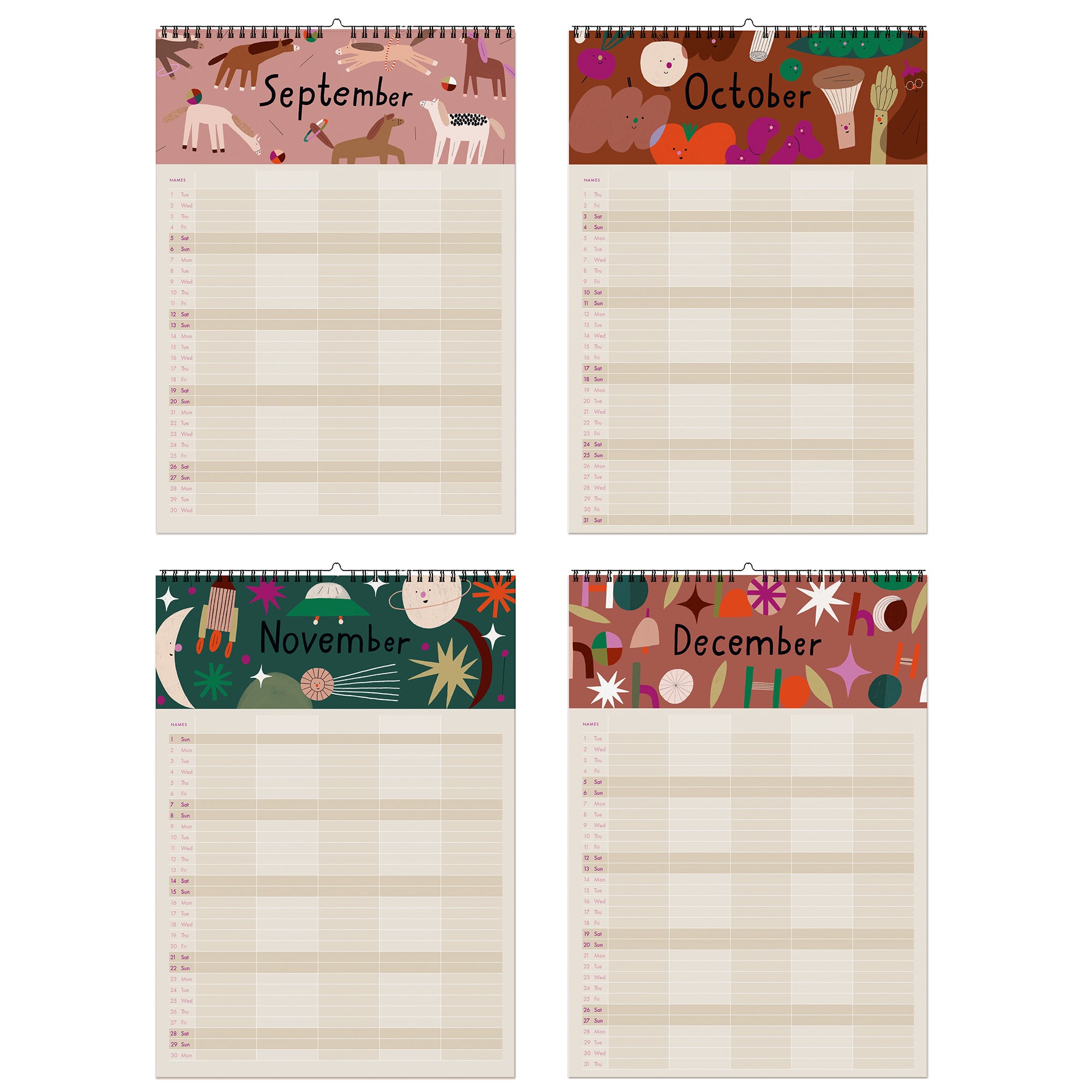 Familienkalender 2026 Ponys und Picknick