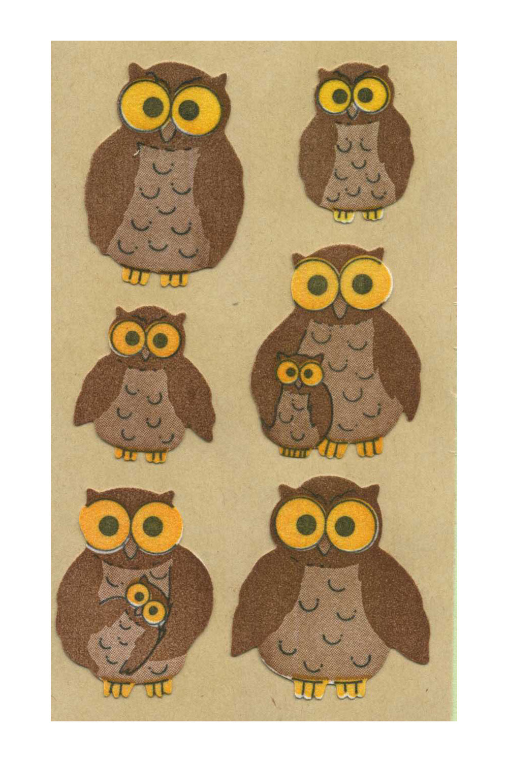 Retro Sticker Eulen, 1x Maxi Bogen, Fell