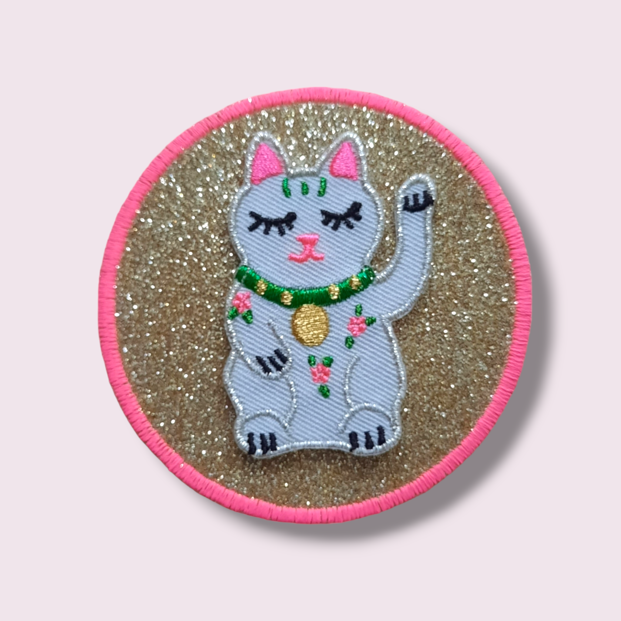 Glitzer Patch-it Lucky Cat Gold-Pink