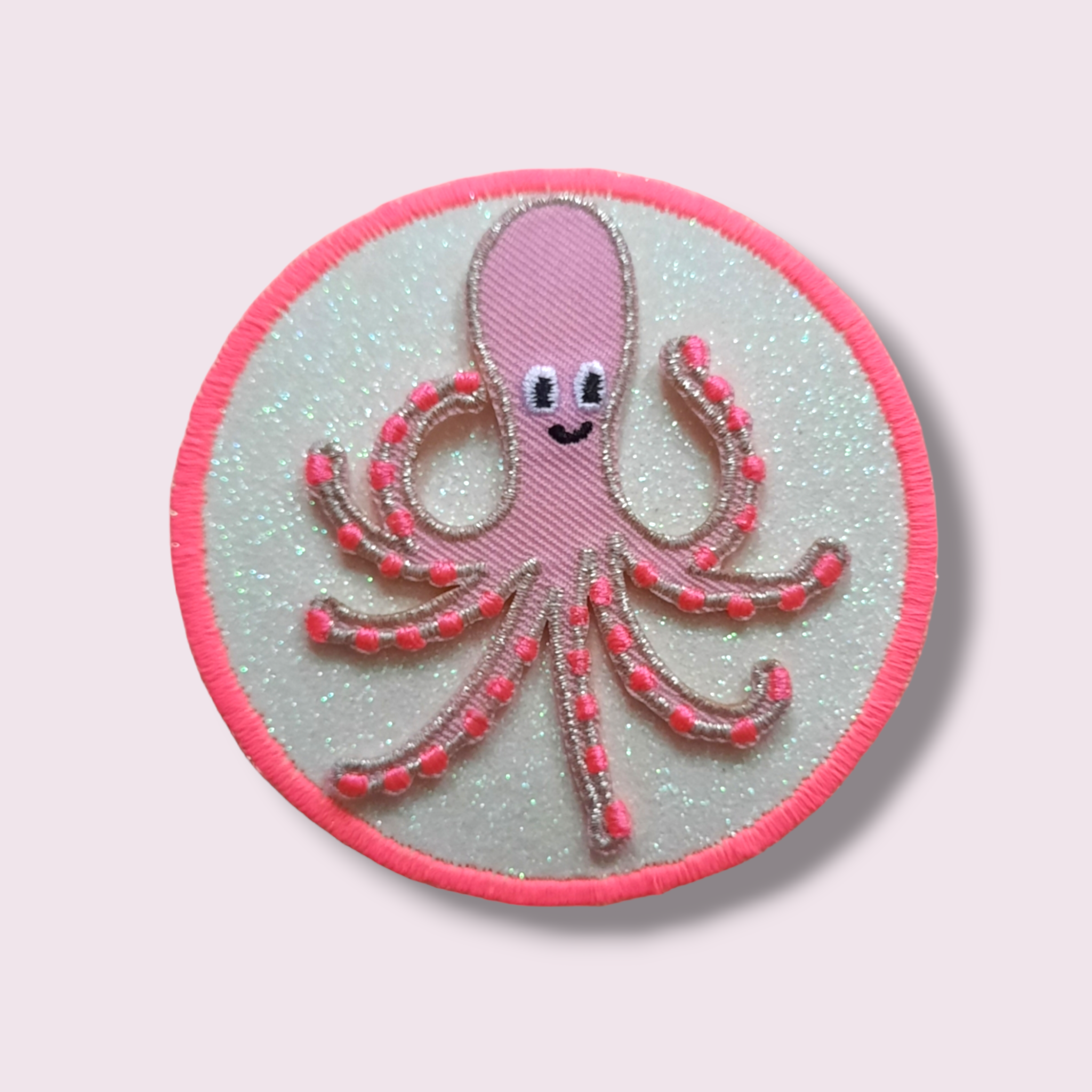 Glitzer Patch-it Oktopus Weiß-Pink
