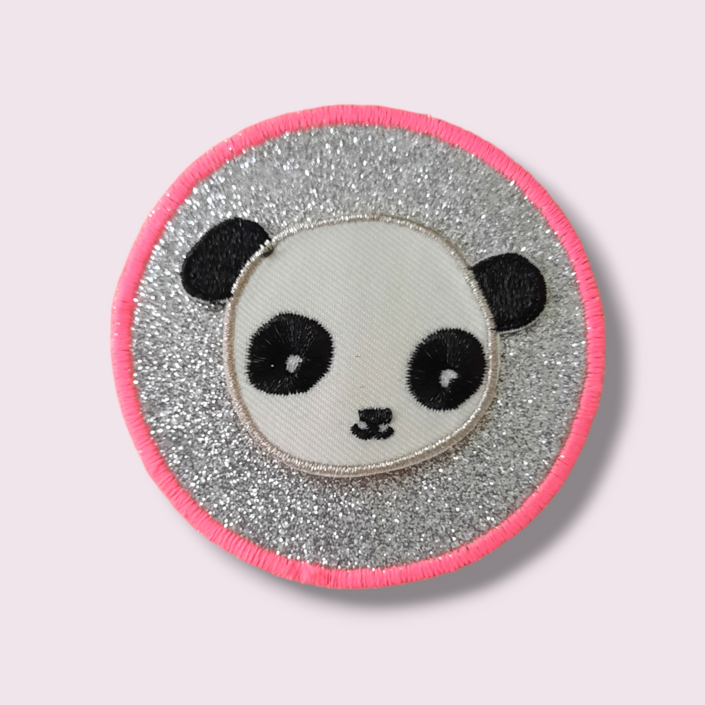 Glitzer Patch-it Panda Silber-Pink