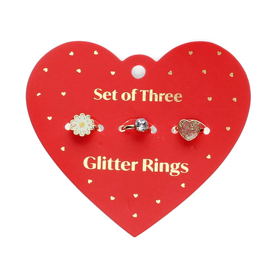 Glitzerringe (Set aus 3) - Herz & Blume