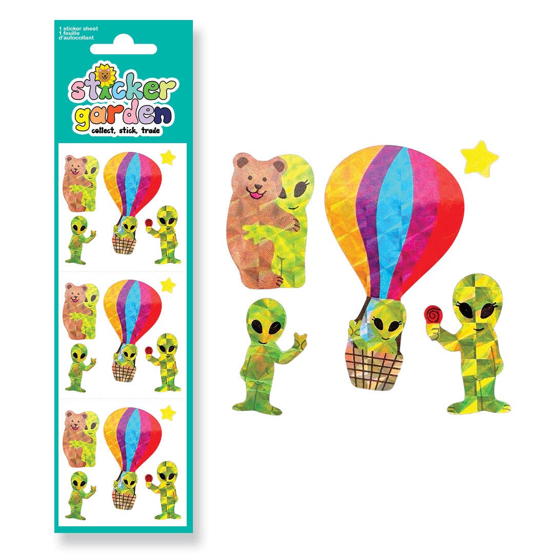 Stickerbogen Aliens, Glitzer