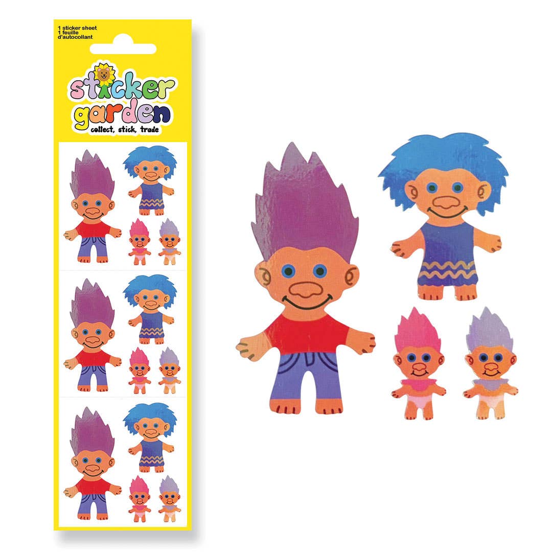 Stickerbogen Trolls, Glänzend