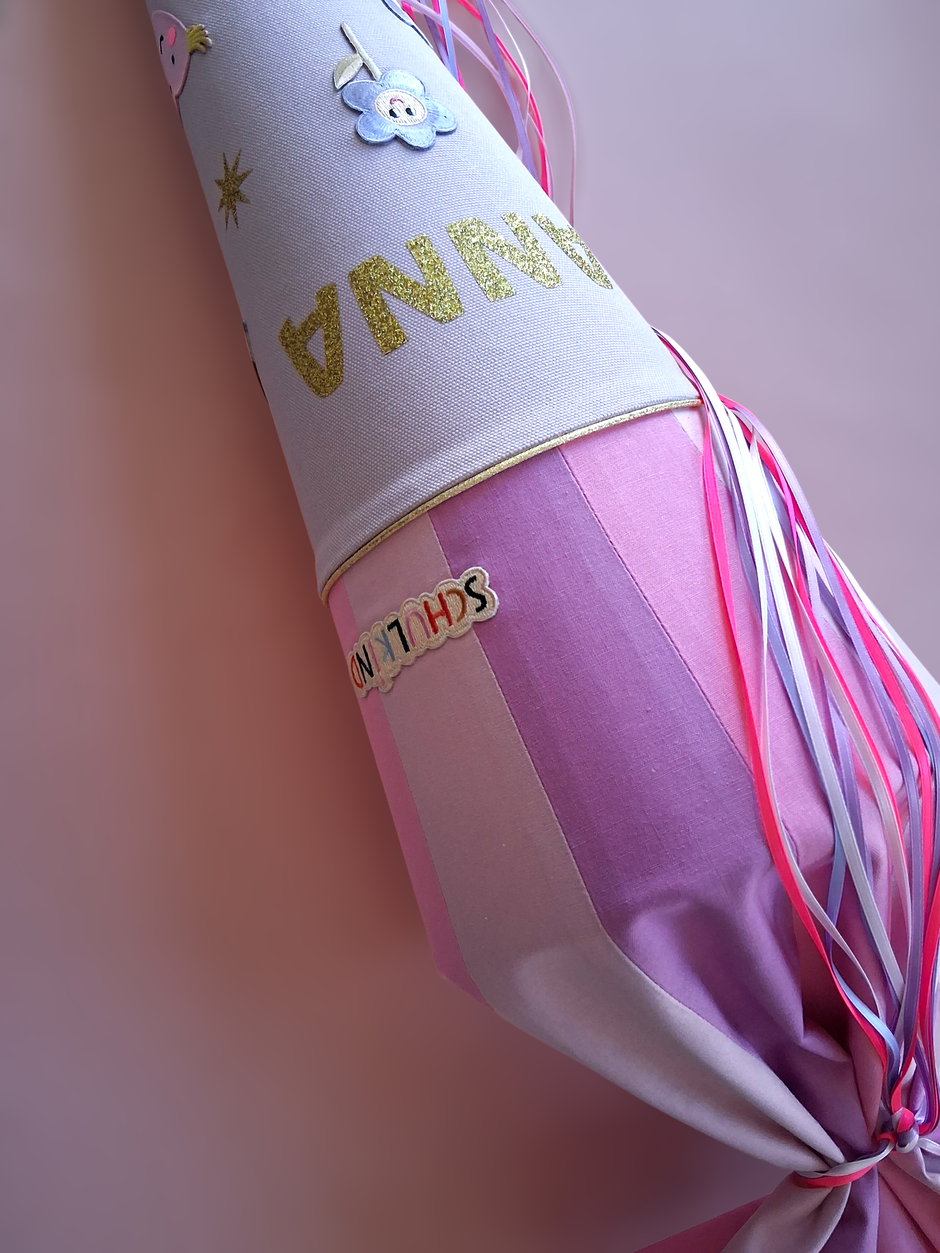 Superbunte Schultüte -Uni/ Flieder,Rosa,Pink