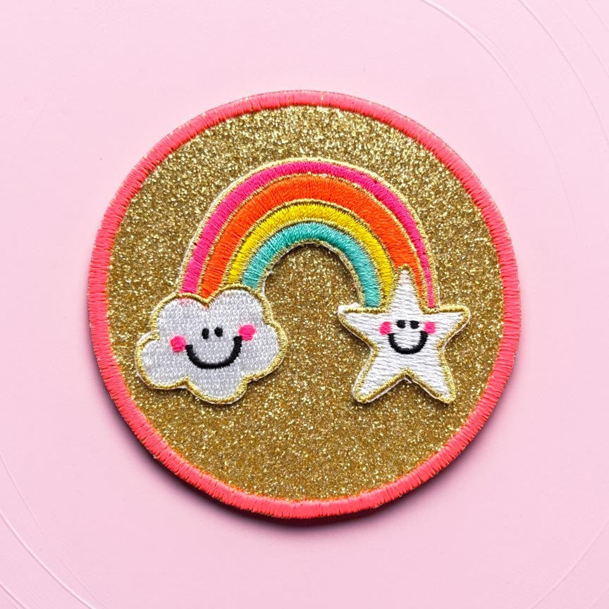 Patch-it Regenbogen, Gold-Glitzer