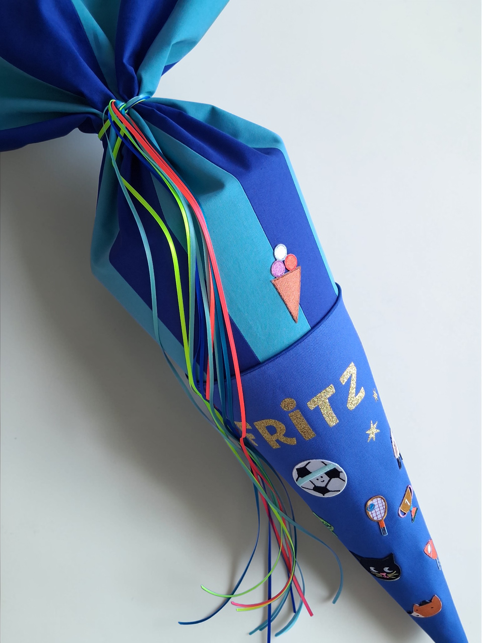 Superbunte Schultüte -Uni/Blau,Grün