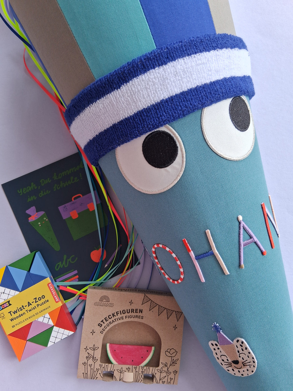 Superbunte Schultüte -Petrol/Grün/Blau
