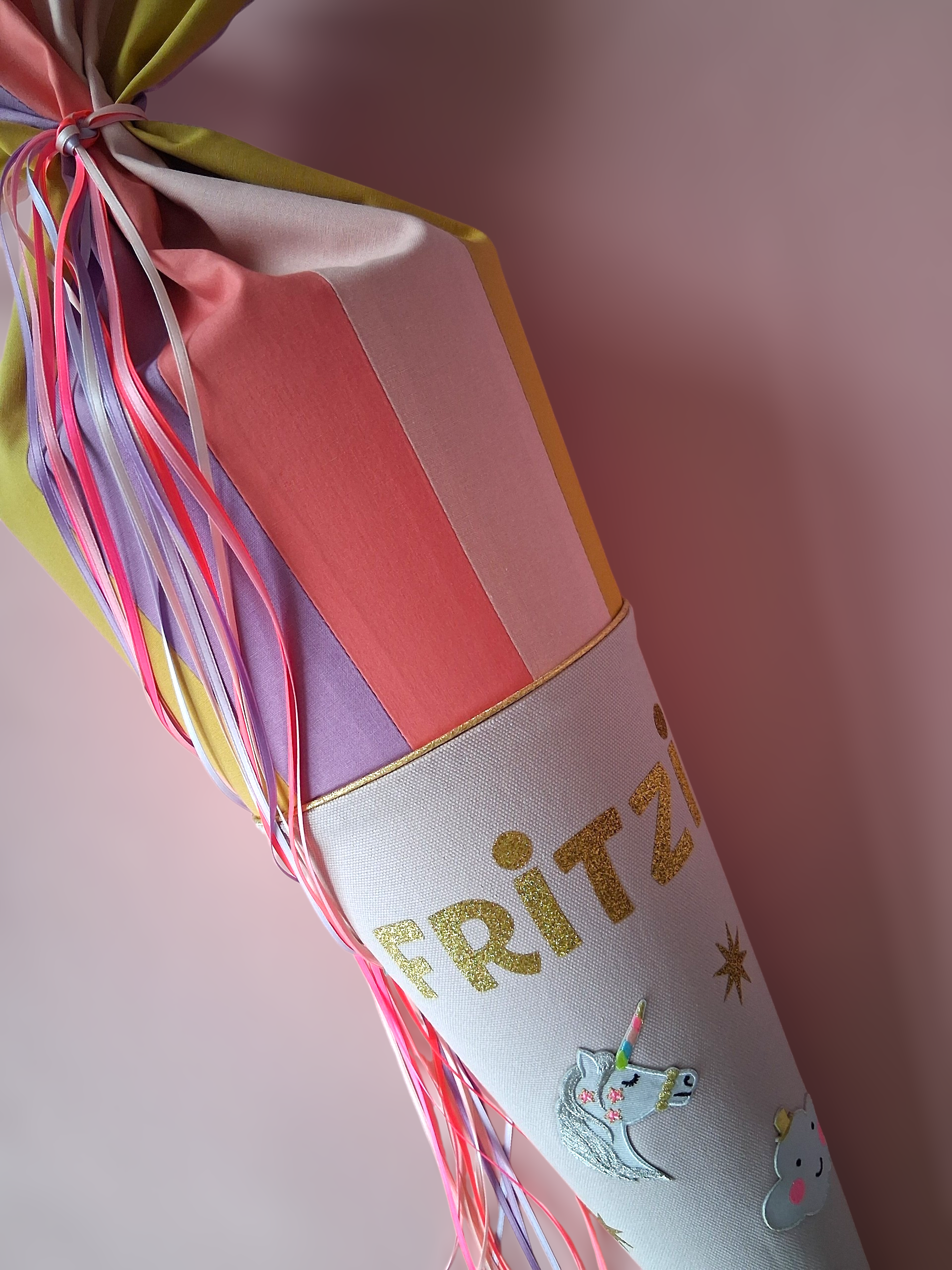 Superbunte Schultüte -Uni/ Rosa,Koralle,Lila,Curry,Rosa