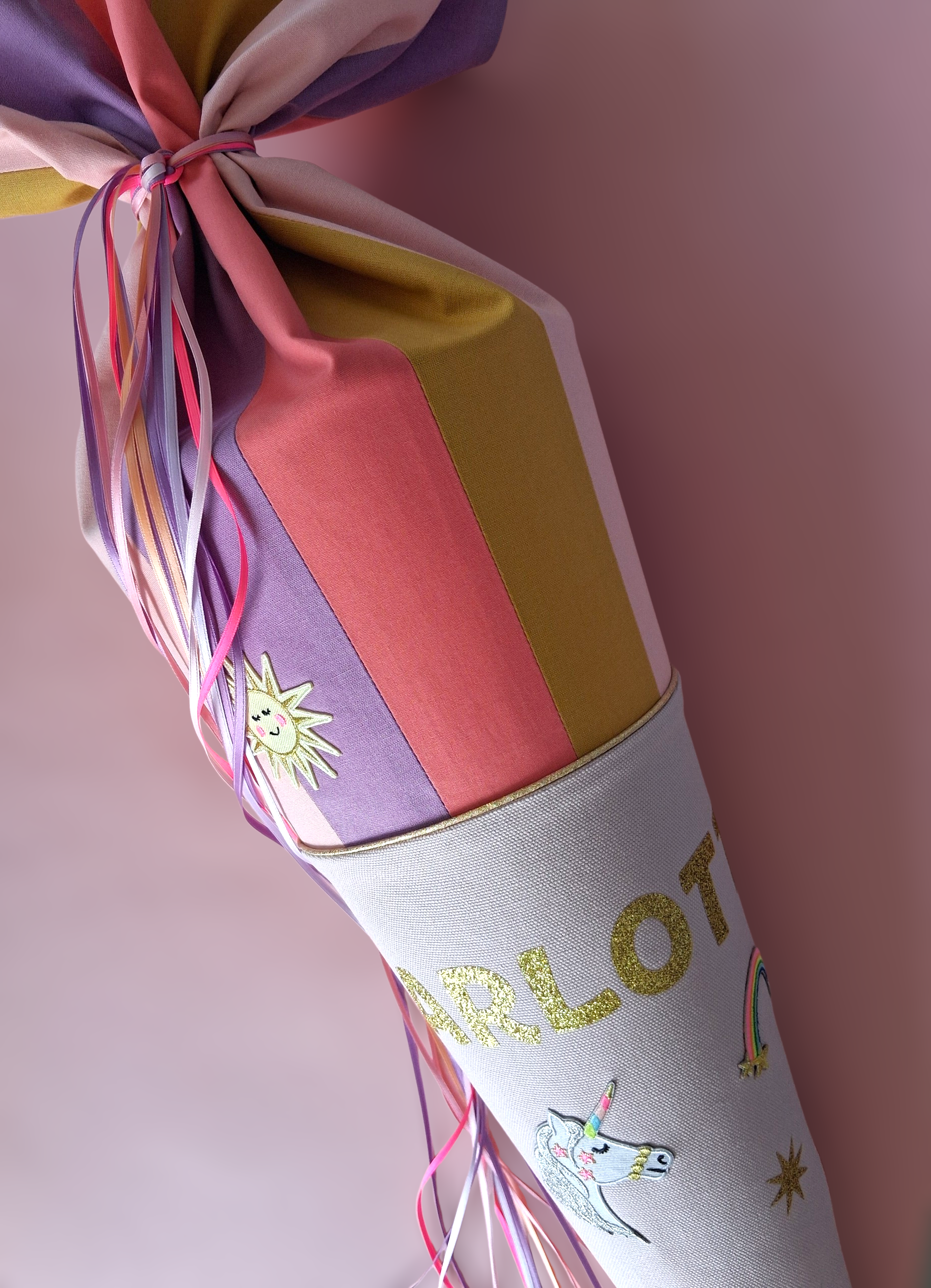 Superbunte Schultüte -Uni/ Rosa,Koralle,Lila,Curry,Rosa