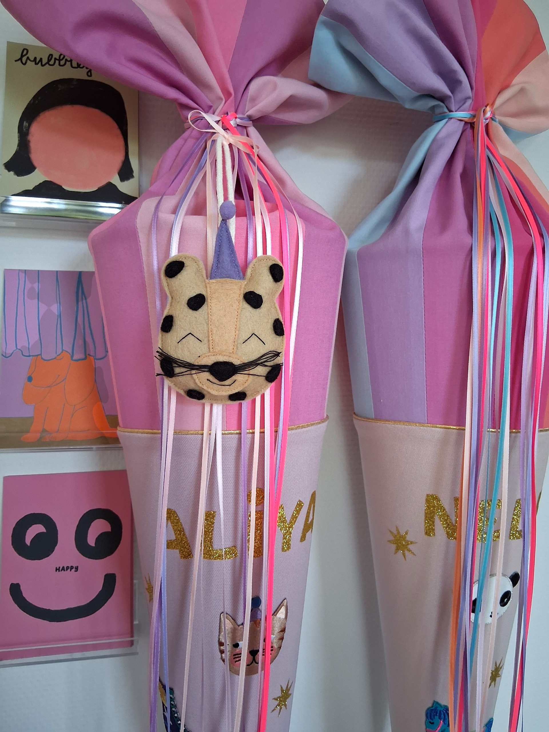 Superbunte Schultüte -Uni/ Flieder,Rosa,Pink