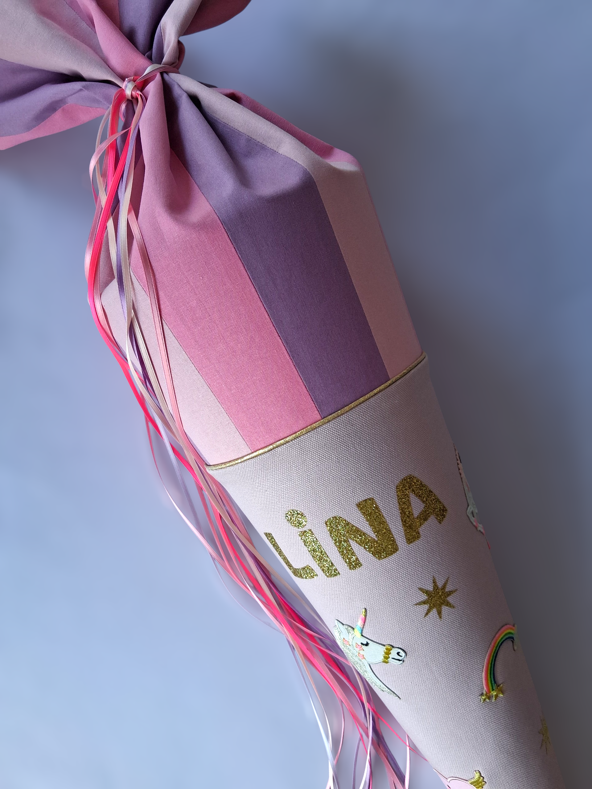 Superbunte Schultüte -Uni/ Flieder,Rosa,Pink