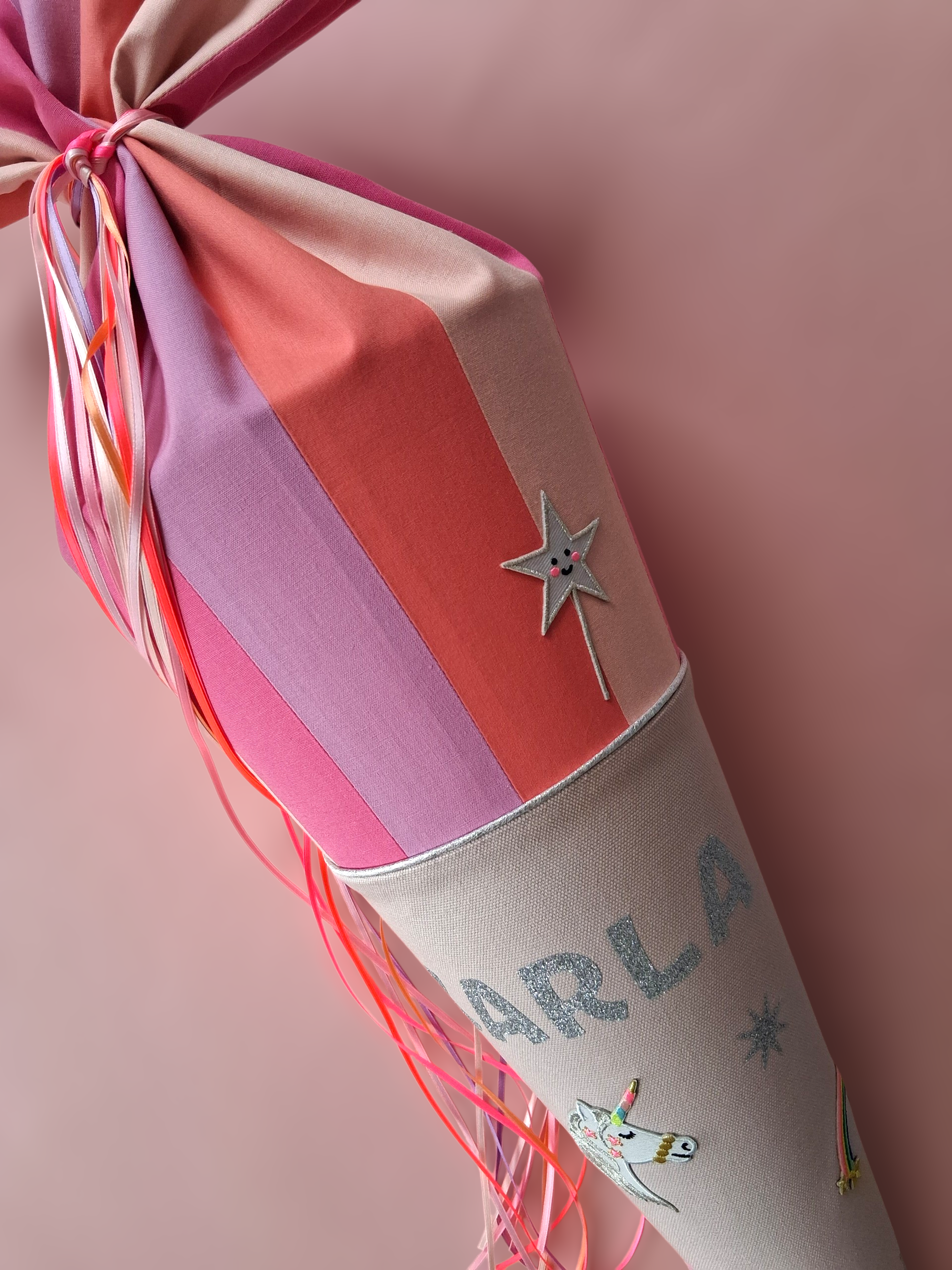 Superbunte Schultüte -Uni/Rosa,Koralle,Lila,Rosa