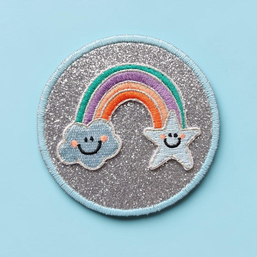 Patch-it Regenbogen, Silber-Glitzer