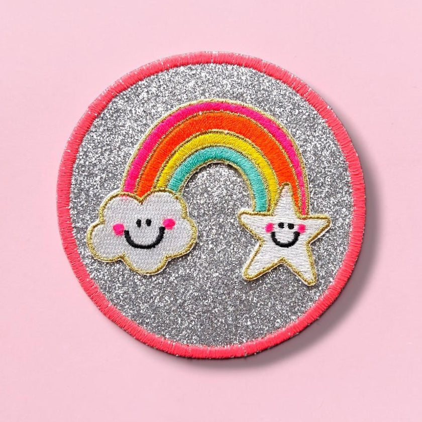 Patch-it Regenbogen Neon, Silber-Glitzer