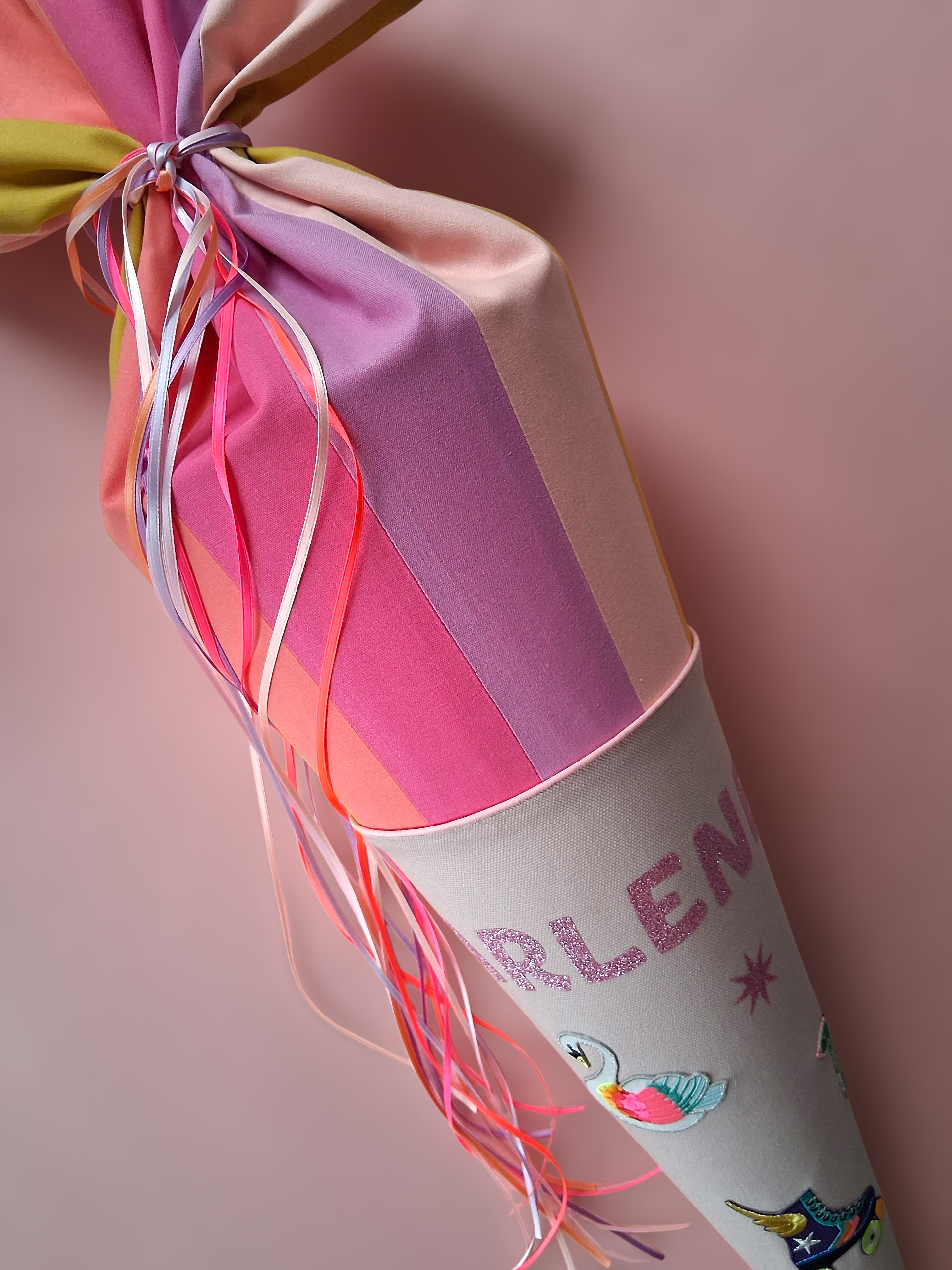 Superbunte Schultüte -Uni/ Rosa,Koralle,Lila,Curry,Rosa