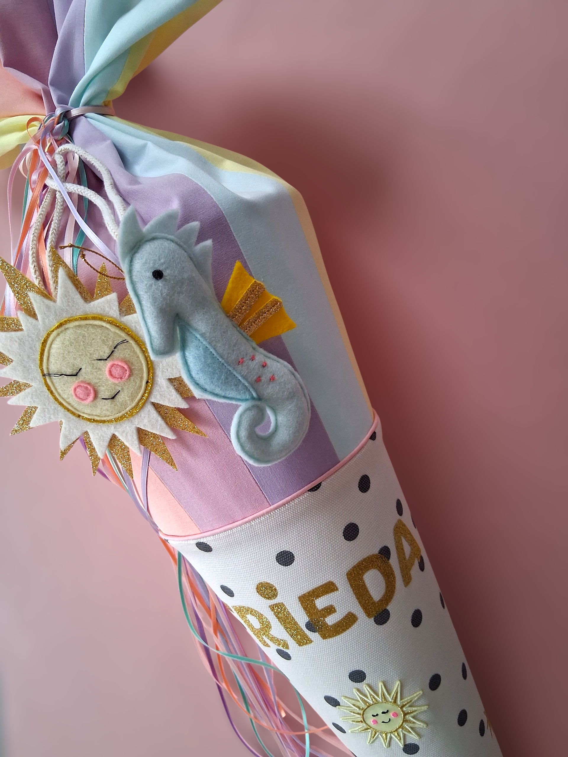 Superbunte Schultüte -Dots/Pastell