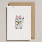 Geburtstagskarte mit Bügelpatch Lucky Cat