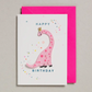 Geburtstagskarte mit Bügelpatch Pink Dino